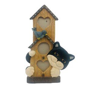 Vintage 90s FIGI No Bad Cats Photo Frame Wall Hanging Bird House 3 Photo Slots
